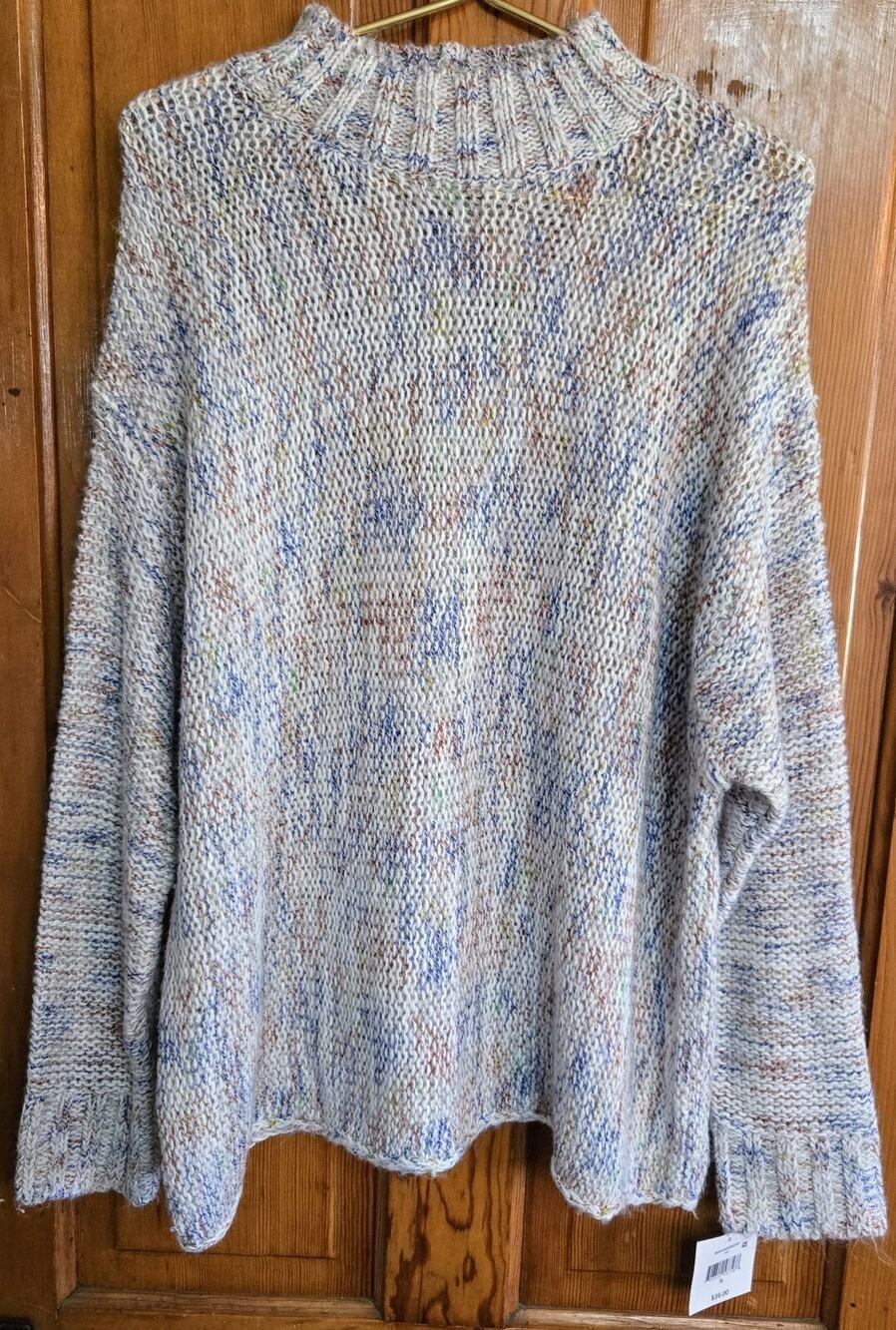 Falls Creek Chunky Knit Mock Turtleneck Long Sleeve Sweater XL Boho Chic NEW